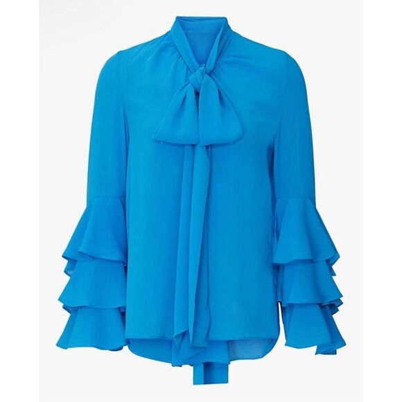 Prabal Gurung Rent The Runway Pre-Loved Blue Bell Sleeve Blouse 8 $398 - Picture 1 of 6